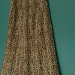 着物リメイク　ワイドストレートパンツ　ベージュ　エスニック調柄　シルク　フリーサイズ 2枚目の画像