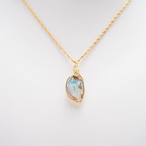 オパール （原石） / 14kgf ワイヤーラップ ネックレス ペンダント