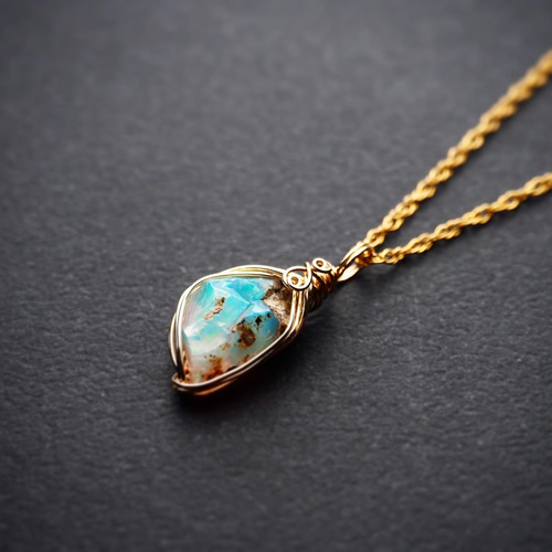 オパール （原石） / 14kgf ワイヤーラップ ネックレス ペンダント