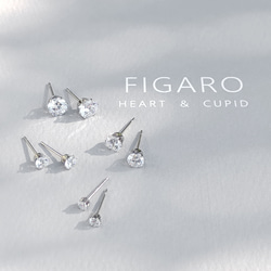 【FIGARO】つけっぱなしOK♡Heart ＆ Cupid♡CZダイヤモンド/一粒ピアス/316L/18K仕上げ 5枚目の画像