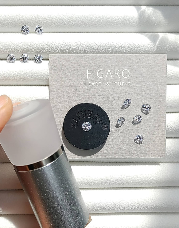 【FIGARO】つけっぱなしOK♡Heart ＆ Cupid♡CZダイヤモンド/一粒ピアス/316L/18K仕上げ 9枚目の画像