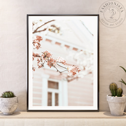 アートポスター 北欧風 桜 くすみピンク クラシカルな木の扉 フォトアート インテリアポスター おしゃれ 2枚セット 2枚目の画像