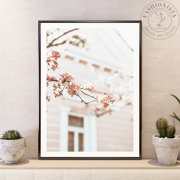 アートポスター 北欧風 桜 くすみピンク クラシカルな木の扉 フォトアート インテリアポスター おしゃれ 2枚セット 2枚目の画像
