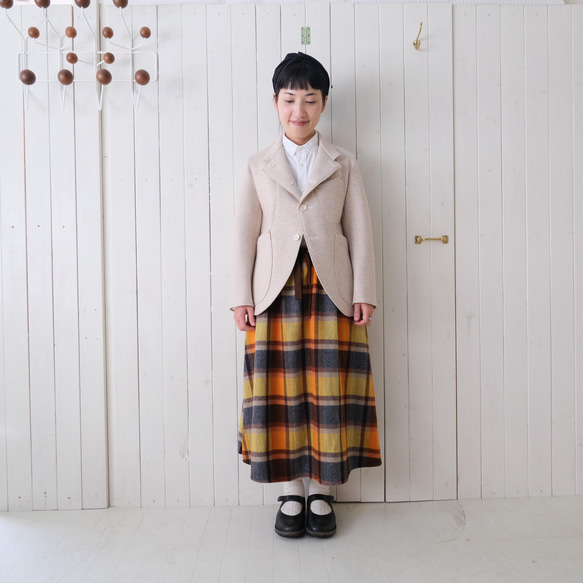 wool check chick skirt 第4張的照片