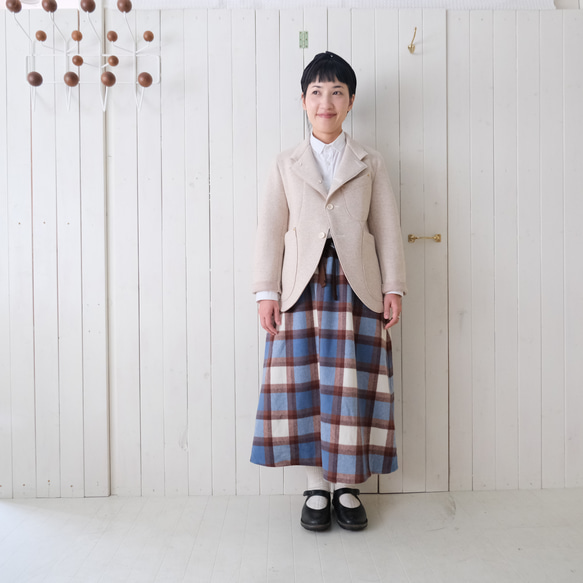 wool check chick skirt 第6張的照片