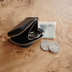 【選べるレザーとステッチ】イタリアンレザーのLジップミニ財布 1枚目の画像