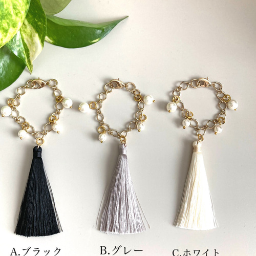 大人気商品❤︎再販】パール タッセル ゴールド バッグチャーム