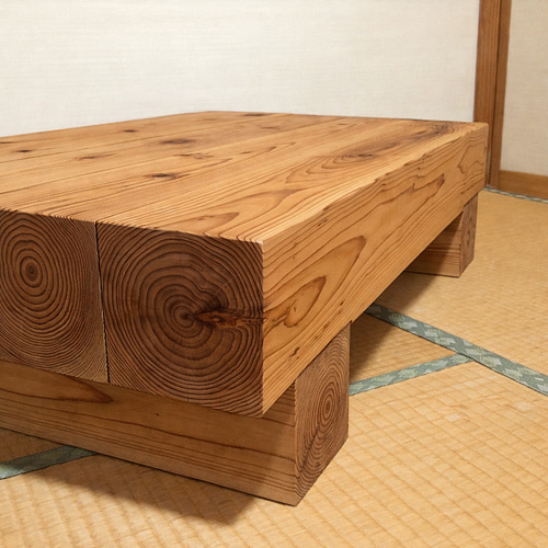 無垢材のどっしり木製ローテーブル｜幅100×奥行52×高さ25cm｜サイズ