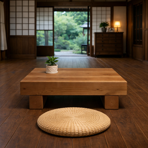 ローテーブル 木製 無垢材のどっしり木製ローテーブル｜幅100×奥行52×高さ25cm｜サイズ