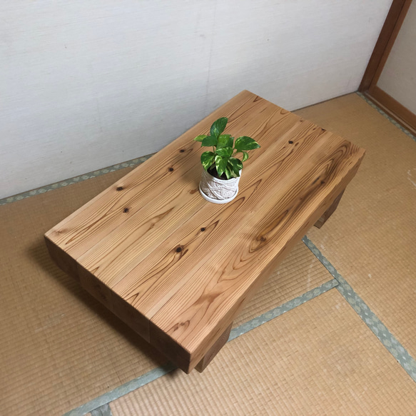 横幅100×奥行54cmどっしり木製センターテーブル☆ナチュラルカラー 6枚目の画像