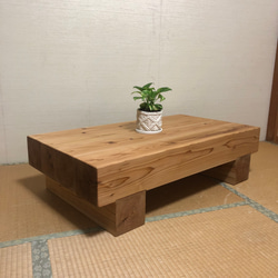 横幅100×奥行54cmどっしり木製センターテーブル☆ナチュラルカラー 2枚目の画像