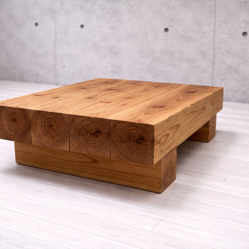 無垢材のどっしり木製ローテーブル｜幅100×奥行52×高さ25cm｜サイズ