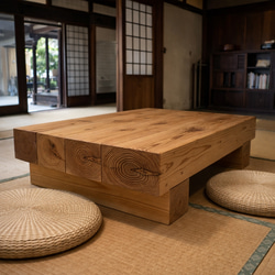 無垢材のどっしり木製ローテーブル｜幅100×奥行52×高さ25cm｜サイズ