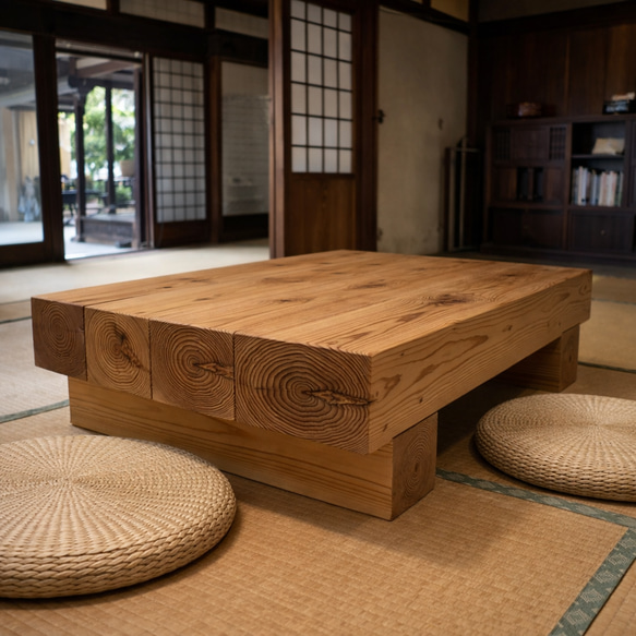 ローテーブル 木製 無垢材のどっしり木製ローテーブル｜幅100×奥行52×高さ25cm｜サイズ