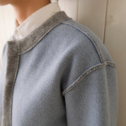 reversible wool knit cardigan   * moku gray & chick blue * 第8張的照片