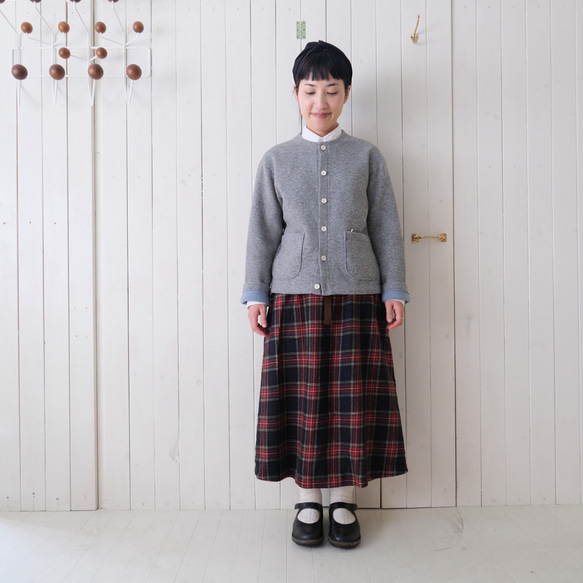 reversible wool knit cardigan   * moku gray & chick blue * 第4張的照片