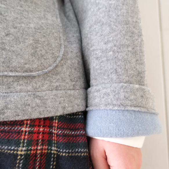 reversible wool knit cardigan   * moku gray & chick blue * 第6張的照片