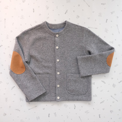 『 お仕立て承ります♪ 』リバーシブル ウールニット カーディガン 　moku gray & chick blue 10枚目の画像