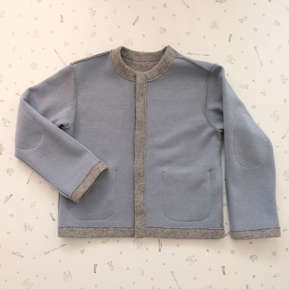 reversible wool knit cardigan   * moku gray & chick blue * 第12張的照片