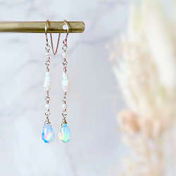 カラーオパールと国産淡水ケシパールのピアス◇14kgf ピアス（フック