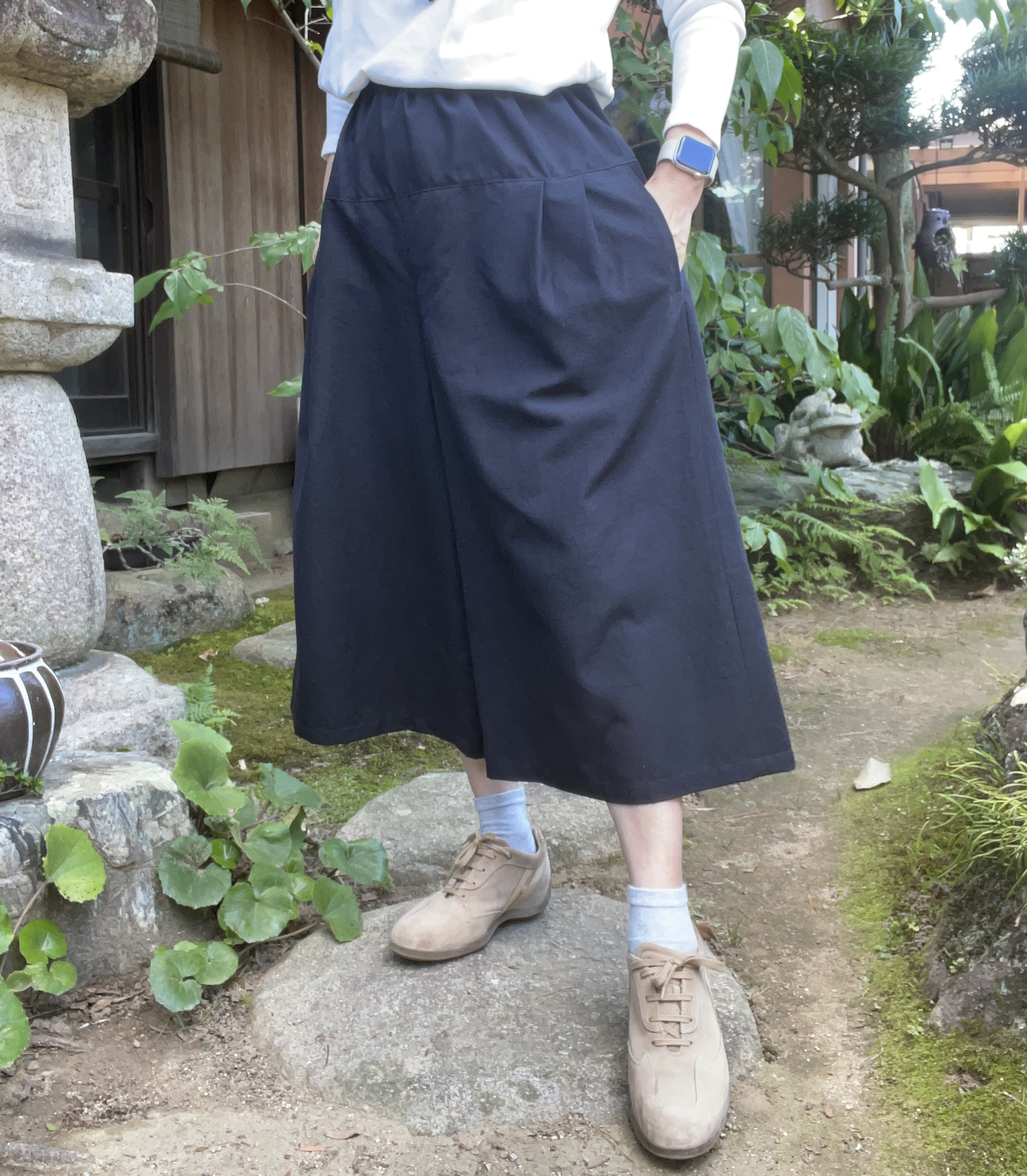 絣リメイク　カフス付きパンツ もんぺ襤褸野良着着物パンツ藍染絣木綿ジャパンヴィンテージ昭和