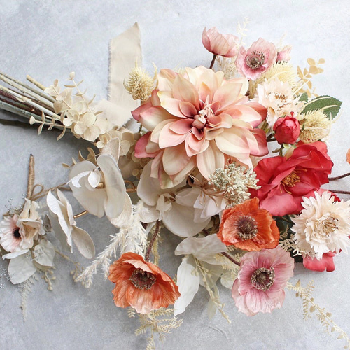 1点限定】2点set♡くすみダリア×胡蝶蘭クラッチブーケ×ブートニア2点