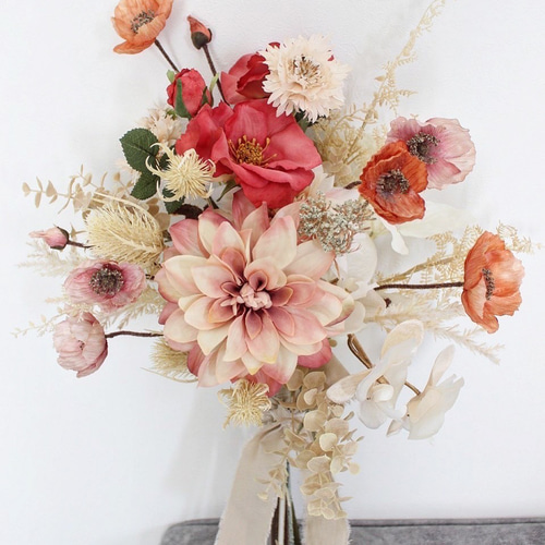 1点限定】2点set♡くすみダリア×胡蝶蘭クラッチブーケ×ブートニア2点