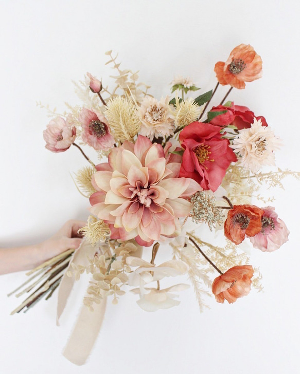 くすみピンク系♡ダリアのブーケ&ブートニア♡ くすみピンク♡ダリアのブーケ&ブートニア