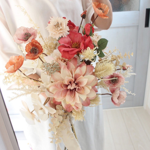 1点限定】2点set♡くすみダリア×胡蝶蘭クラッチブーケ×ブートニア2点