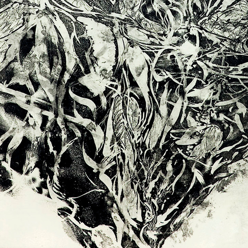 永井雅人銅版画作品 「花々の心臓」大型モノクローム作品 美品未使用