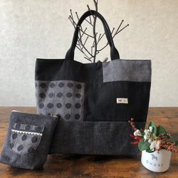 レトロパッチワークトートバッグ4点 ショルダー紐、ポーチ、ペットボトルカバー付き レトロパッチワークトートバッグ4点 ショルダー紐、ポーチ、ペット