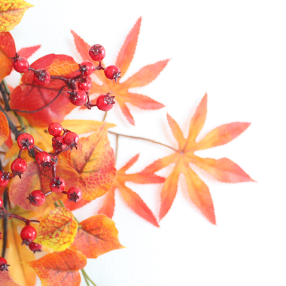 『数量限定１0点 秋の福袋』「送料無料」紅葉モミジとコスモスのスワッグリース 5枚目の画像