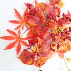 『数量限定１0点 秋の福袋』「送料無料」紅葉モミジとコスモスのスワッグリース 4枚目の画像