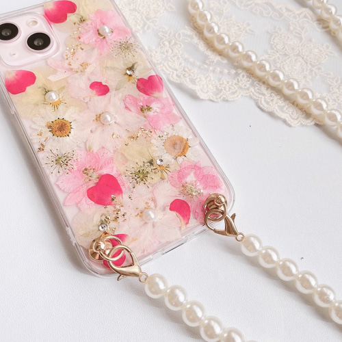 034 ♥︎送料無料♥︎ 全機種対応 ピンク 全面お花 スマホケース 