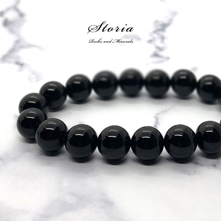 【鑑別済み】8mm玉 チベット産モリオン（黒水晶/ケアンゴーム）ブレスレット