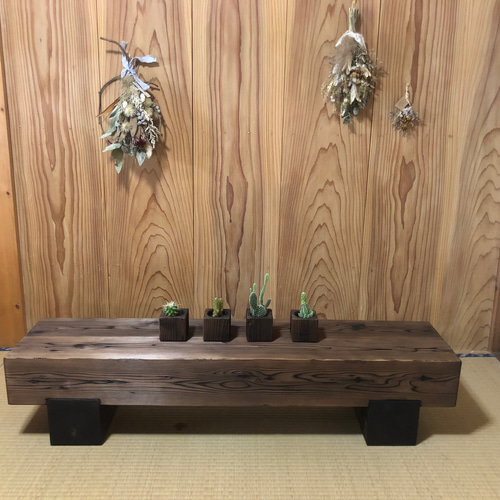 浮造り（うづくり）加工 木製ローテーブル テレビ台 飾り台 ロー
