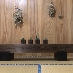 浮造り（うづくり）加工 木製ローテーブル テレビ台 飾り台 1枚目の画像