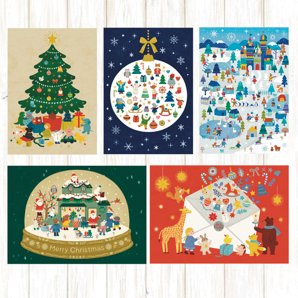 クリスマスポストカード5枚セットB ポストカード みずじ 通販 クリスマスポストカード5枚セットB ポストカード みずじ 通販