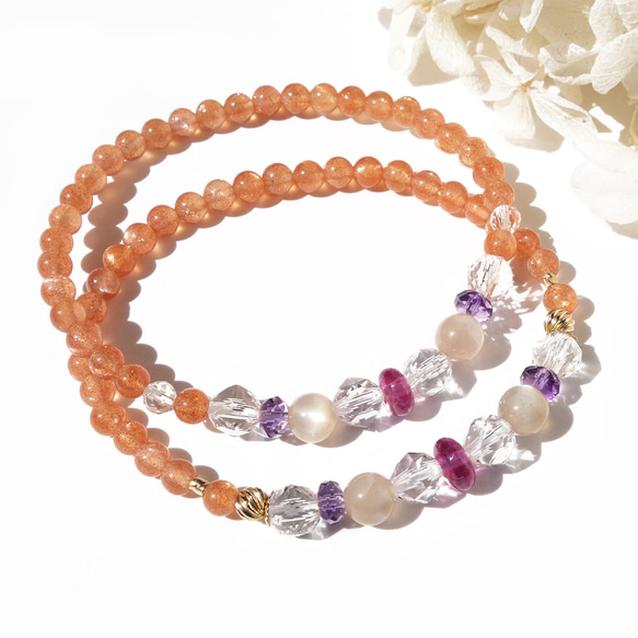 ムーンストーン ルビー ブレスレット 七夜月】7月の誕生石ルビー＆ムーンストーン パワーストーン
