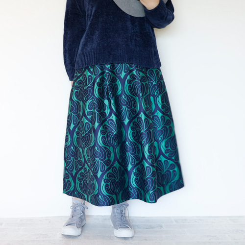 EMMA COOK マグノリア（木蓮）柄 プロムスカート UK8 未使用 Floral Motif Chenille Knited