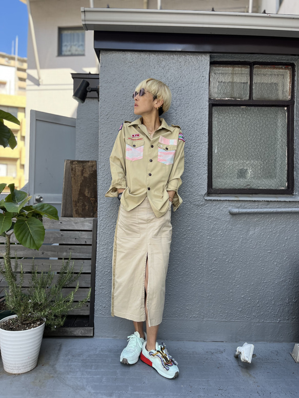 ボーイスカウト 制服 ベージュ 各種パッチ付き かわいい USA製 ボーイスカウトシャツ | CUSTOM FEVER