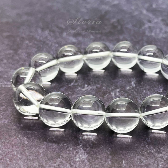 売れ筋がひクリスマスプレゼント！ 14mm 極上品質 クリスタルクォーツ（天然水晶）ブレスレット クリスタル、水晶