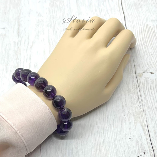 12mm 天然アメジスト（紫水晶） ブレスレット【ザンビア産