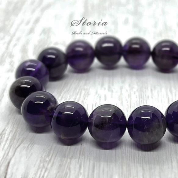 14mm 天然アメジスト（紫水晶） ブレスレット【ザンビア産】