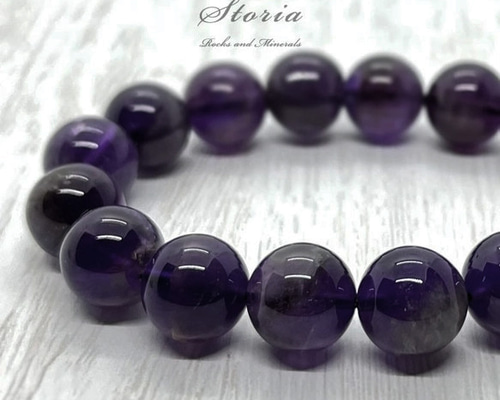 14mm 天然アメジスト（紫水晶） ブレスレット【ザンビア産