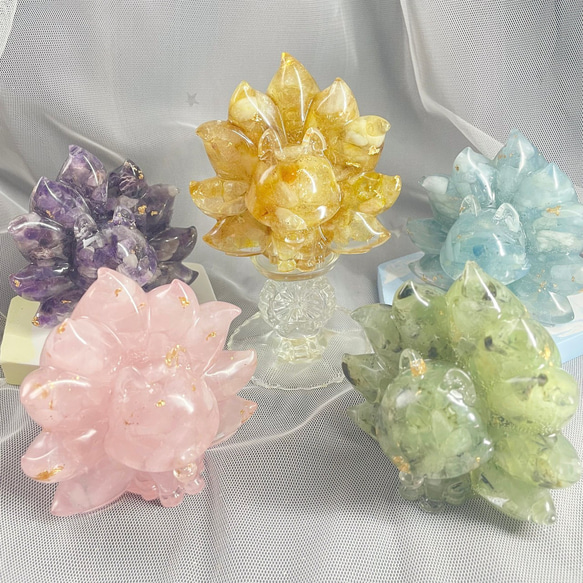 天然石 九尾置物5個セット