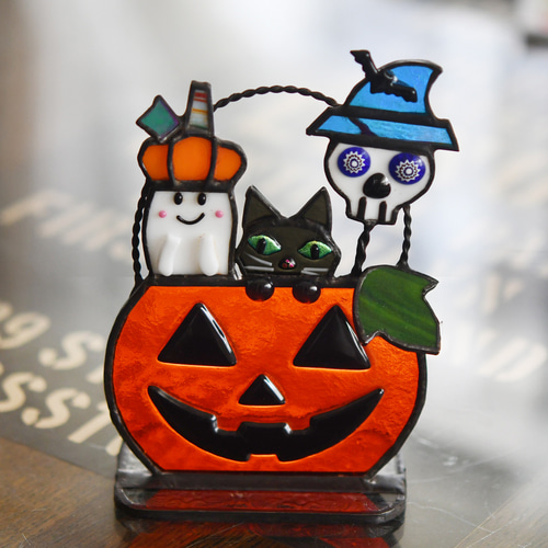 ステンドグラス　ハロウィン ステンドグラス ハロウィンかぼちゃ ☆B☆ サンキャッチャー YUKKOさん