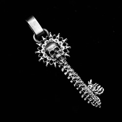 銀製の頭骨のネックレス,背骨のネックレス、背骨のペンダント、地獄の門の鍵ペンダント - 手作り 9枚目の画像