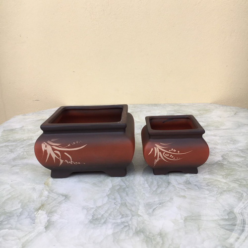茶色 陶器 盆栽鉢 四角形　陶昇 茶色 陶器 盆栽鉢 四角形 陶昇 【公式通販】