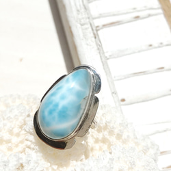 ♡期間限定SALE♡❁Sea blue tear larimar ring silver925❁ハイクオリティラリマー 3枚目の画像